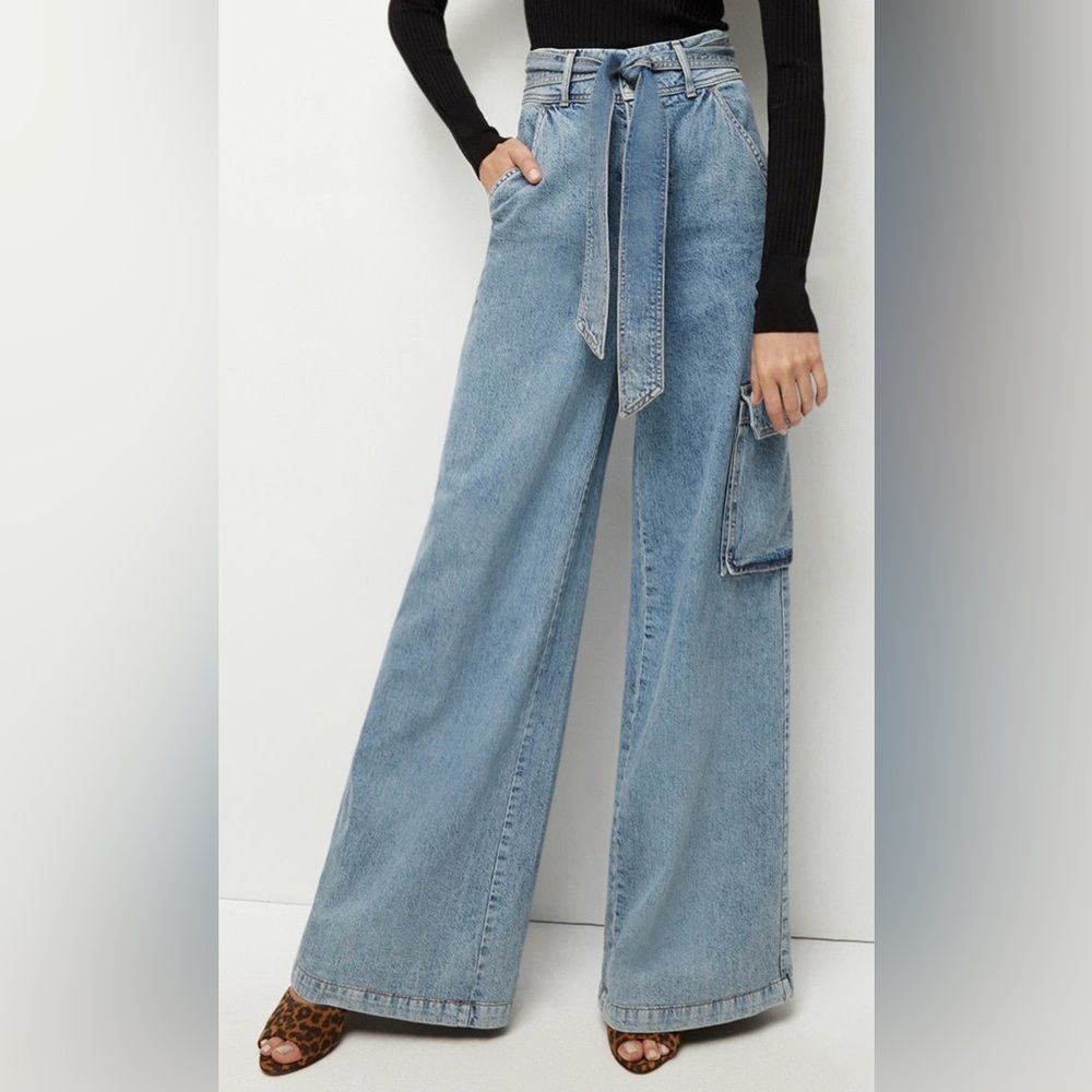 VERONICA BEARD Belisa high-rise cargo jeans Wide-Leg Blue Jeans size 27 - Picture 2 of 7